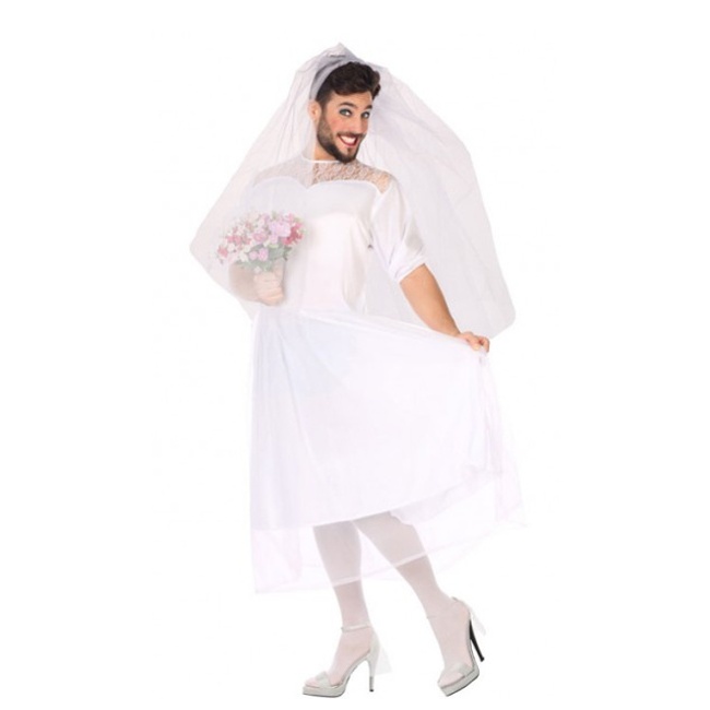 Vista frontal del costume sposa lungo da uomo en stock
