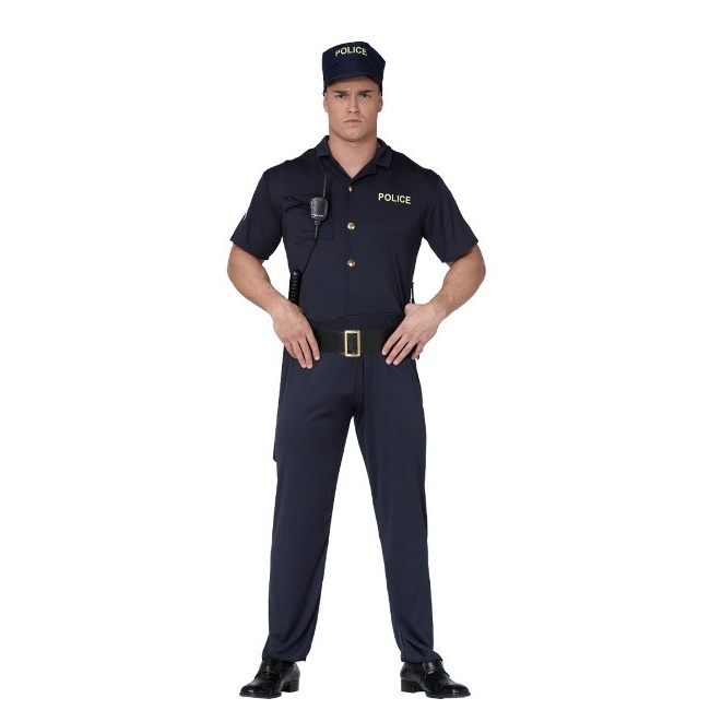 Vista frontal del costume poliziotto adulto uomo en stock