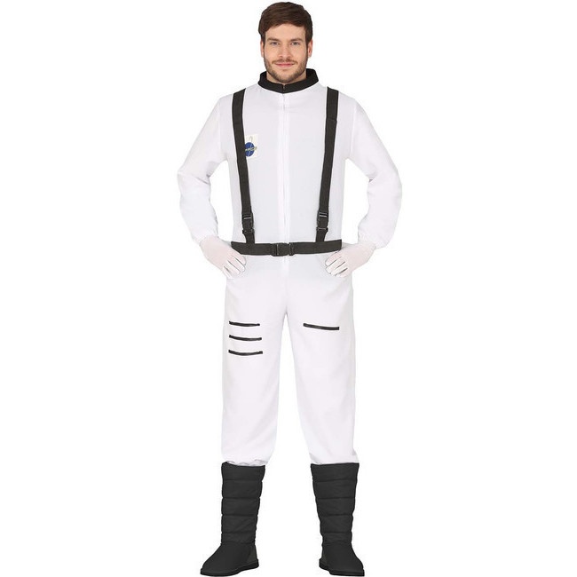 Costume uomo da astronauta bianco con casco e guanti adulto