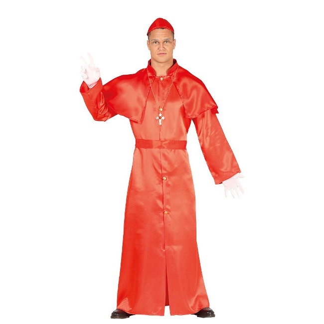 dressforfun Costume da uomo - Cardinale Giovanni, Lungo abito da cardinale, Mantellina applicata, incl. Cintura e catena con crocifisso (L