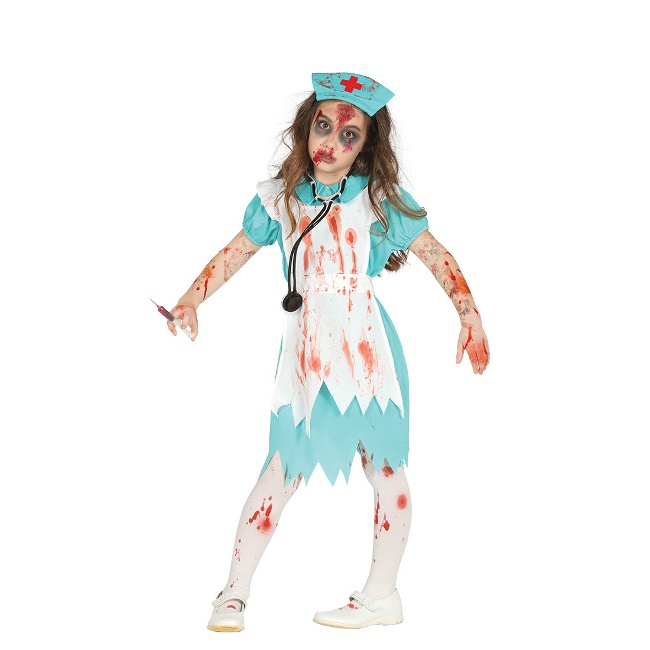 Vista principal del costume infermiera insanguinata da bambina en stock