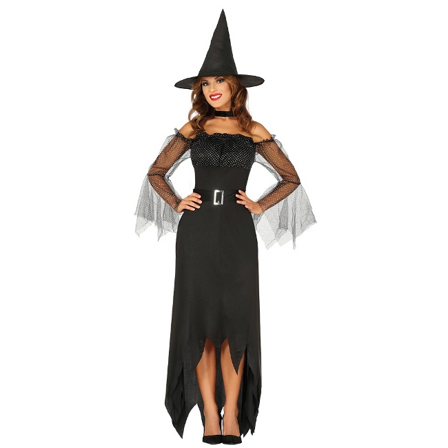 Costume strega nera con cappello da donna per 21,75 €