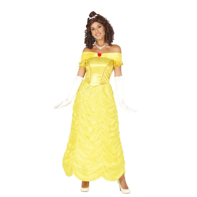 Donna Principessa Belle Costumi Fancy Dress Up Carnevale Halloween Party  Giallo Queen,Costume per Travestimento da Principessa Donna Giallo  +Accessori