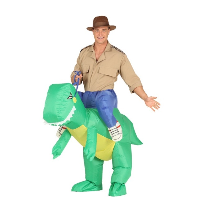 Vista principal del costume adulto sulle spalle di un dinosauro