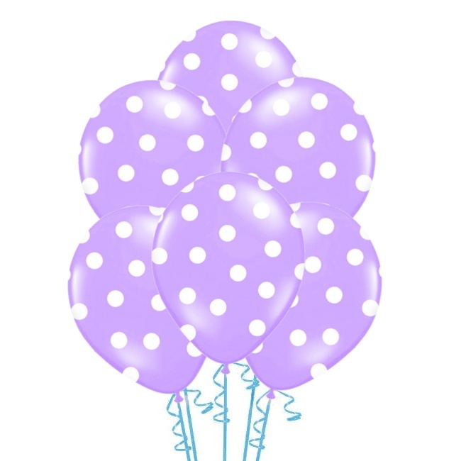 Palloncini di lattice con pois bianchi da 30 cm - PartyDeco - 6 unità