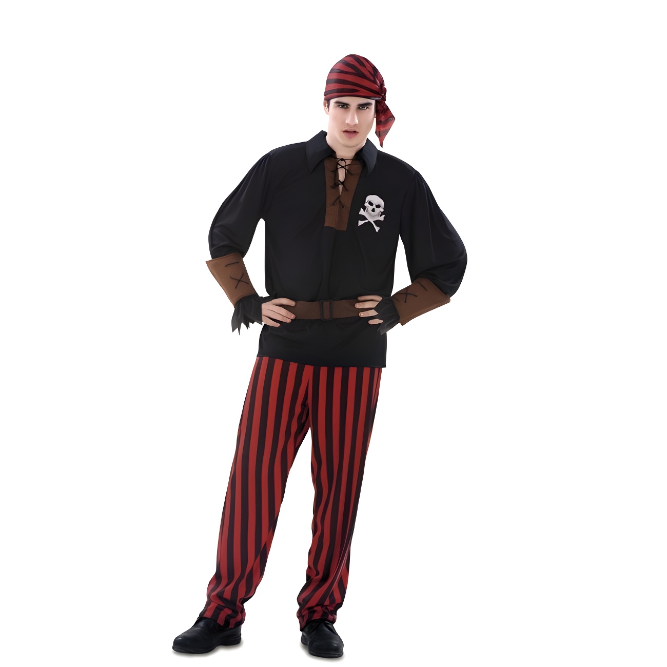 Costume Da Pirata Per Ragazzi - Gilet Con Camicia E Gonna A Righe, Cappello Incluso - Vestito Da Pirata Taglia M Per Carnevale E Feste A Tema