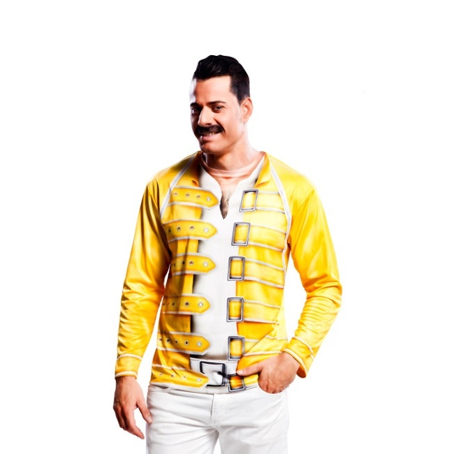 Vista frontal del maglietta costume Freddie Mercury adulto