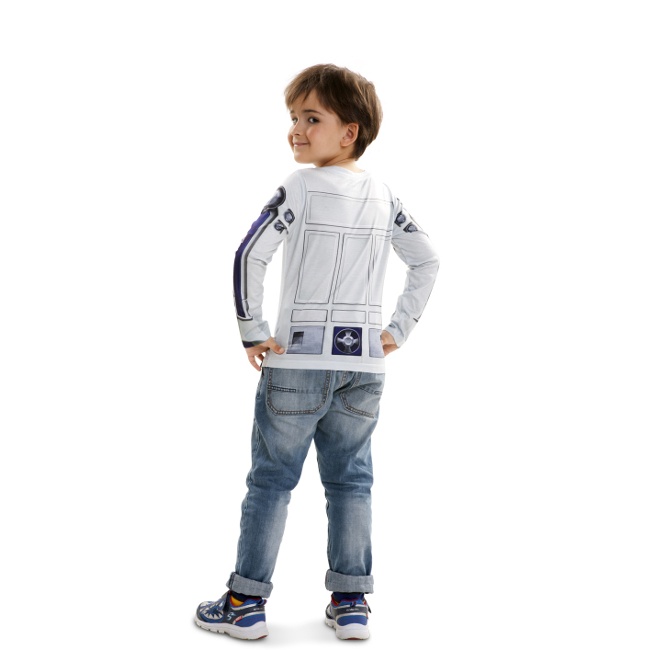 Foto lateral/trasera del modelo de Maglietta costume R2D2 bambino