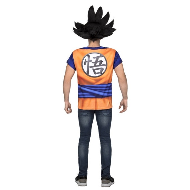Foto lateral/trasera del modelo de Maglietta costume Son Goku adulto