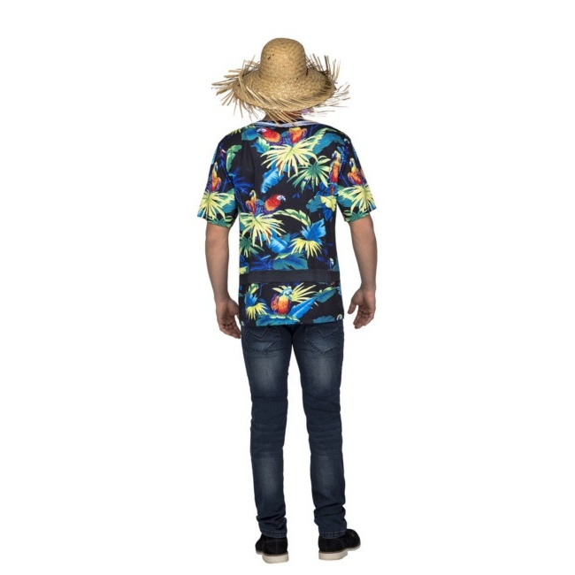 Foto lateral/trasera del modelo de Camicia hawaiana nera da uomo