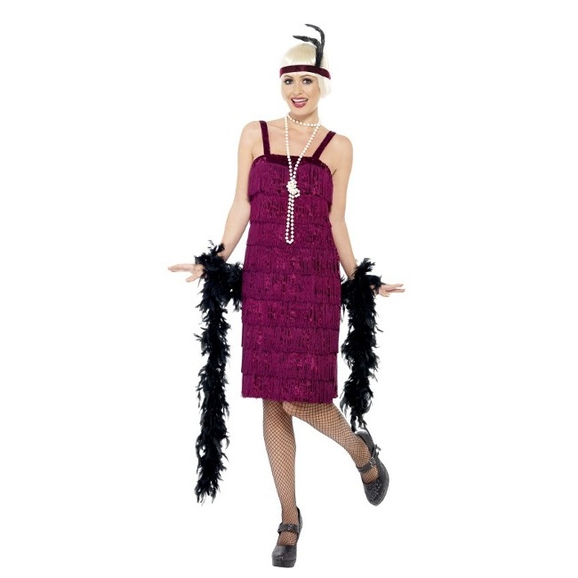 Costume charleston anni 20 con frange lilla da donna