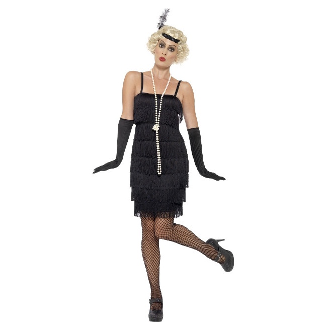 Costume charleston anni 20 con frange nere da donna per 35,75 €