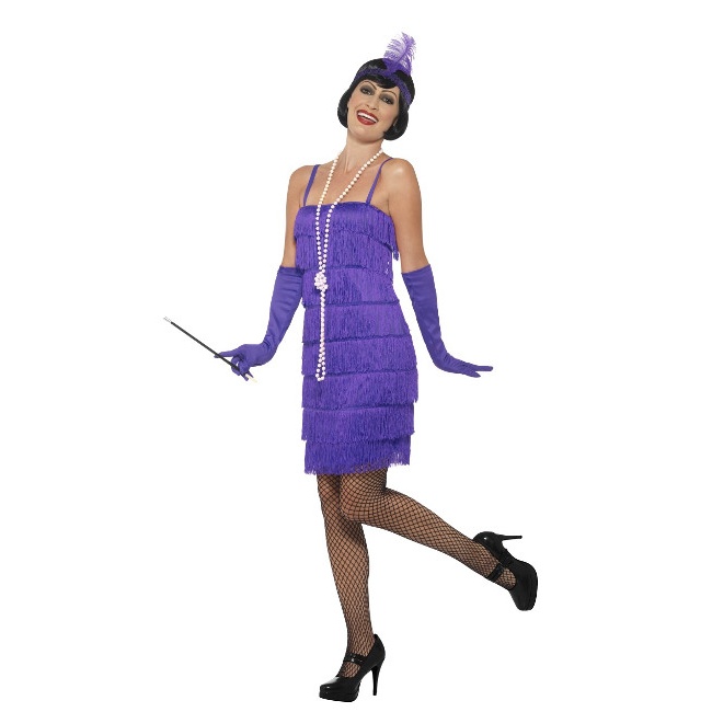 Costume charleston anni 20 con frange lilla da donna per 34,25 €