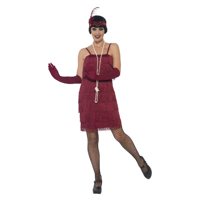Costume charleston anni 20 con frange bordeaux da donna per 33,25 €