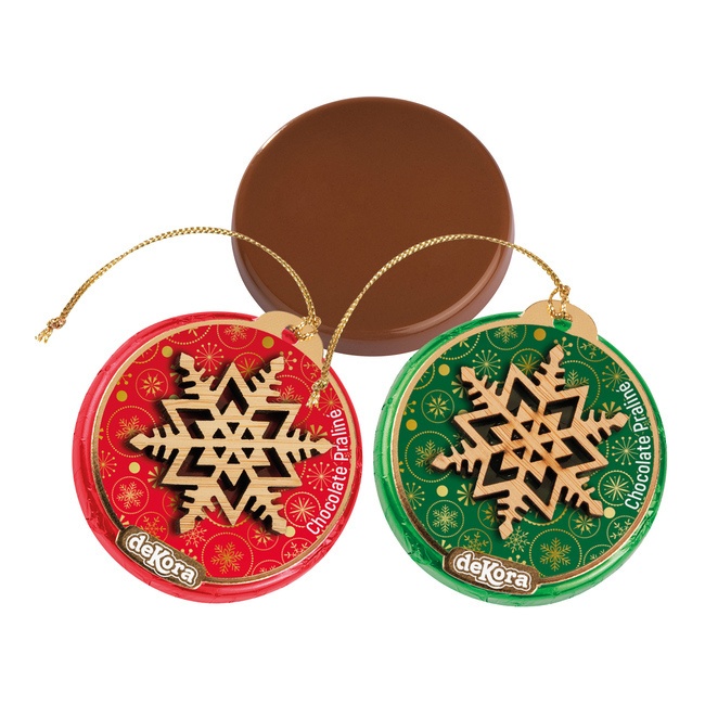 Vista frontal del decorazione di cioccolato albero di Natale da 24 g - Dekora - 1 unitá en stock