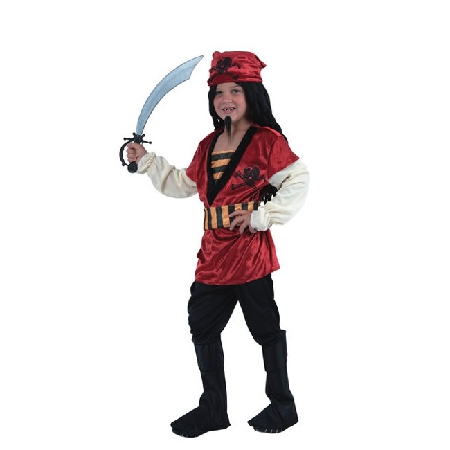 Costume pirata rosso con teschio da bambino per 16,00 €