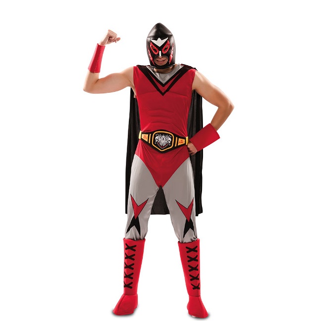 Vista frontal del costume lottatore wrestling da uomo en stock
