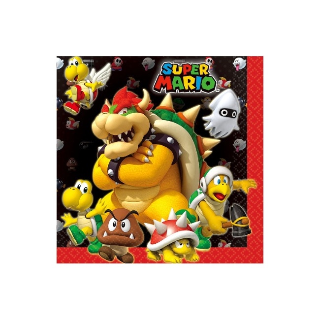 Tovaglioli Super Mario da 16,5 x 16,5 cm - 16 unità per 3,75 €