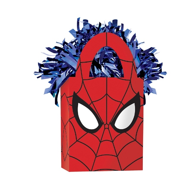 Vista frontal del peso per palloncini Spider-Man da 156 g en stock