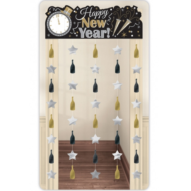 Vista delantera del festoni verticali Happy New Year - 99 x 195,5 cm