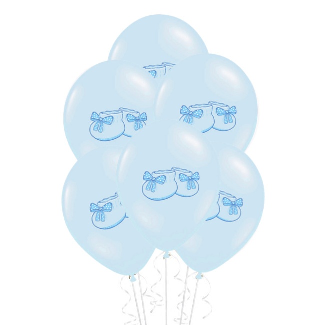 Palloncini in lattice con stampa di scarpine da bambino, 30 cm - PartyDeco - 50 pezzi