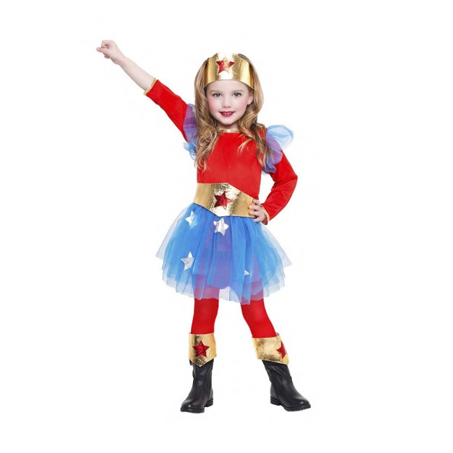 Costume super donna con mantella da bambina per 20,75 €