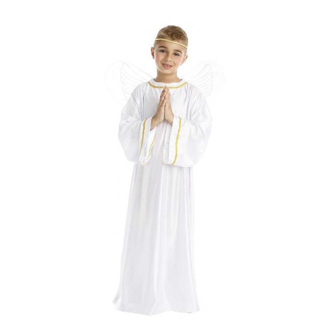 Vista frontal del costume angelo bianco infantile