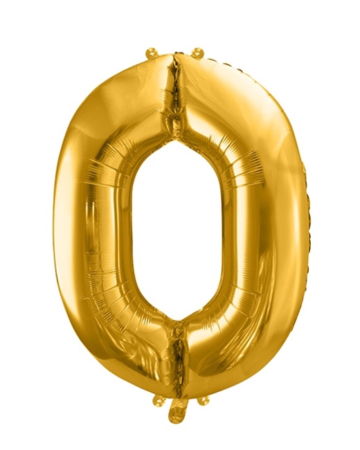 Vista frontal del palloncino numero oro da 86 cm - PartyDeco en stock