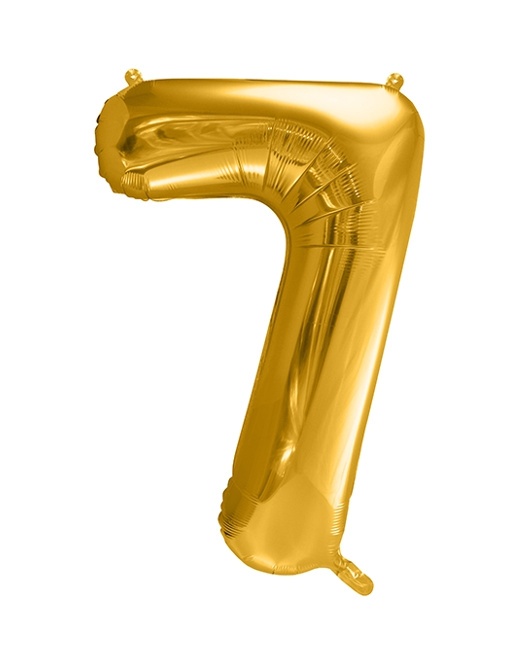 Vista frontal del palloncino numero oro da 86 cm - PartyDeco en stock