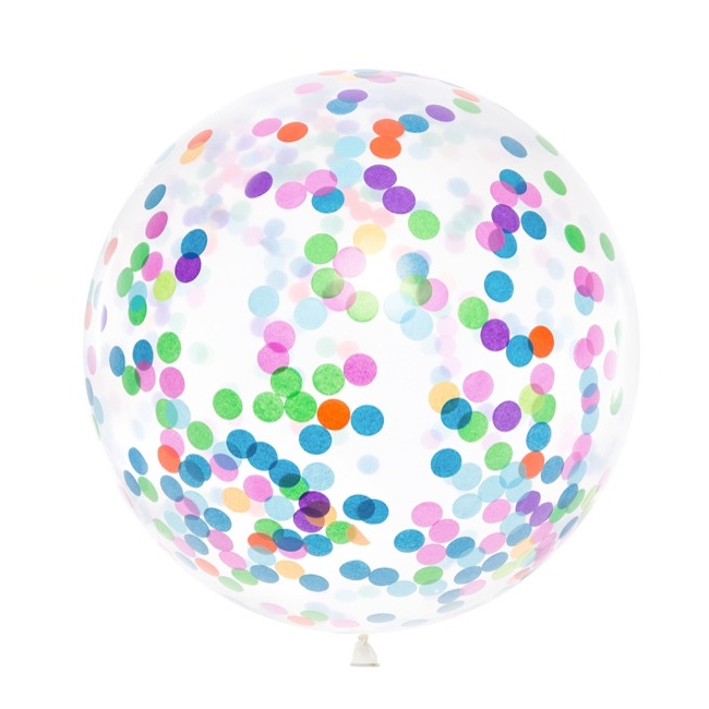 Palloncino gigante in lattice con coriandoli colorati - 1,00 m - PartyDeco  - 1 unità per 4,00 €