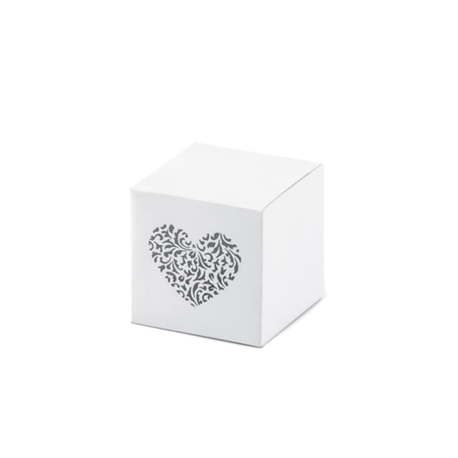 Scatola bianca quadrata con cuore di 5 cm - 10 unità per 4,75 €