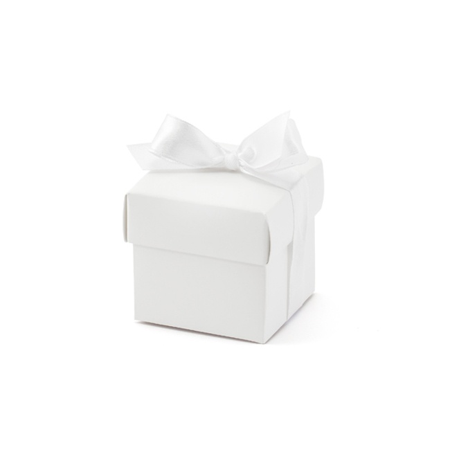 Scatolina bianca quadrata con coperchio 5,2 cm - 10 unità per 2,25 €