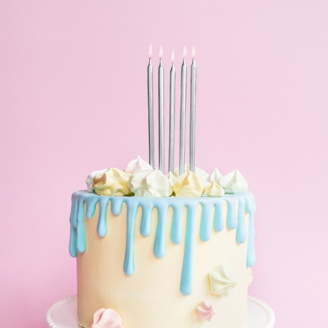 Candeline Lunghe Azzurre per torta compleanno Godan x 10