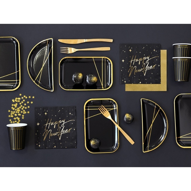 Foto detallada de tovaglioli neri Happy New Year da 16,5 x 16,5 cm - 20 unità