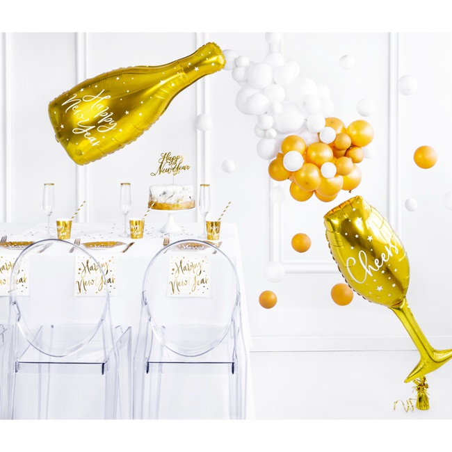 Foto detallada de bicchieri dorati Happy New Year da 220 ml - 6 unità