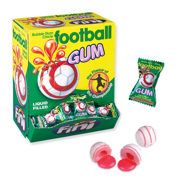 Chewing gum pallone da calcio con ripieno liquido confezione singola Fini 200 unità per 11
