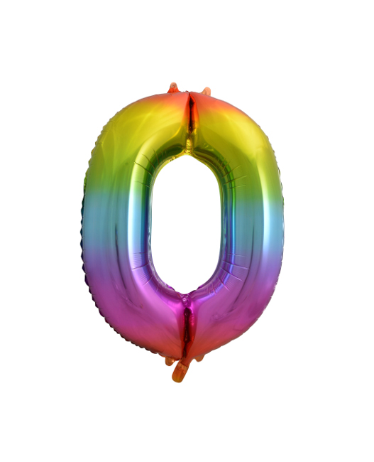 Vista frontal del palloncino numero arcobaleno da 41 cm - Globos Nordic en stock