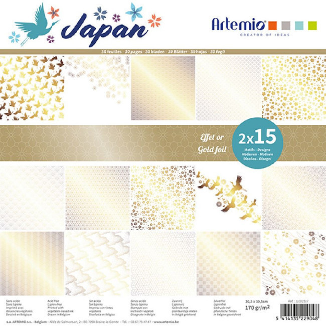 Kit carta scrapbooking Giappone effetto metallizzato - Artemio - 30 fogli  per 19,50 €