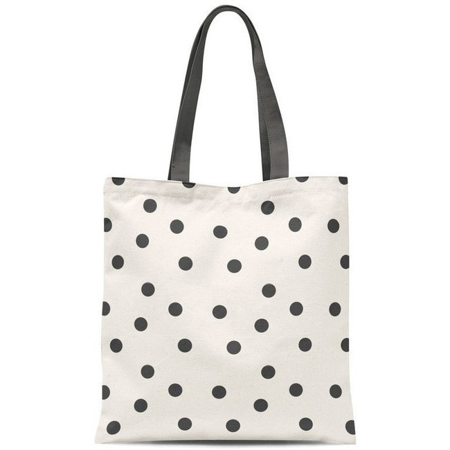 Borsa di tela bianca da 48 cm con pois - DCasa per 4,00 €