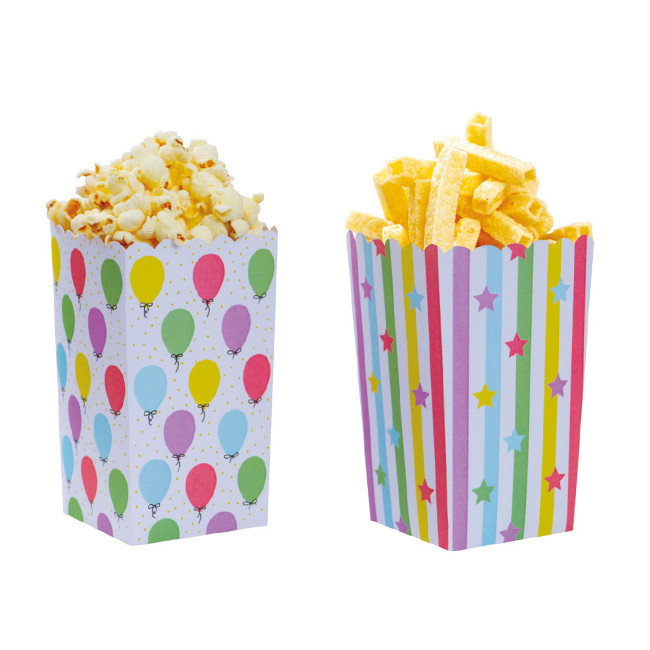 Scatola pop corn con palloncini e stelle - 6 unità per 5,25 €