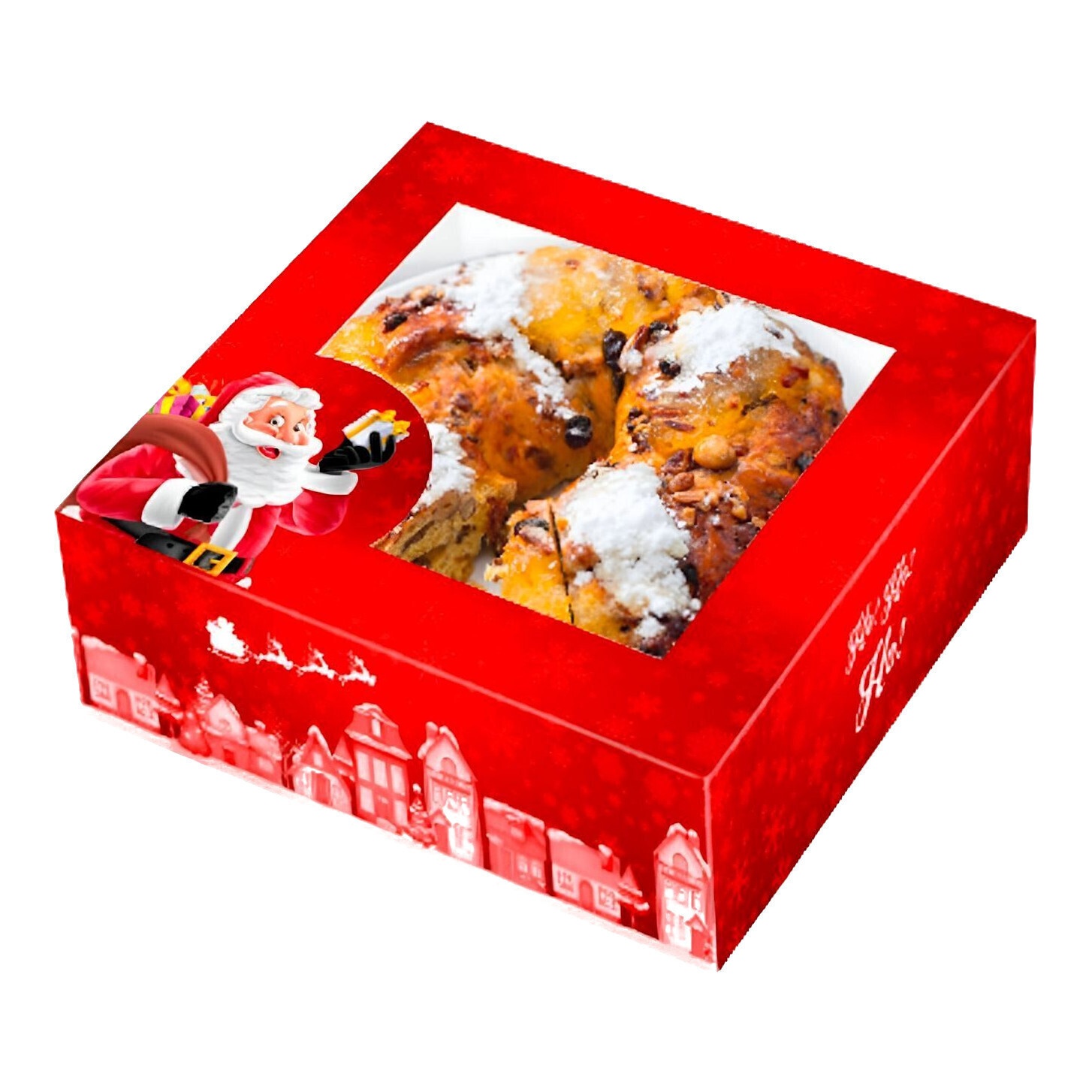 Scatola di 28 x 28 x 7,5 cm per torta decorata di Babbo Natale - 2