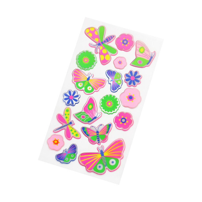 Etichette adesive 3D farfalle e fiori - 18 unità per 1,50 €