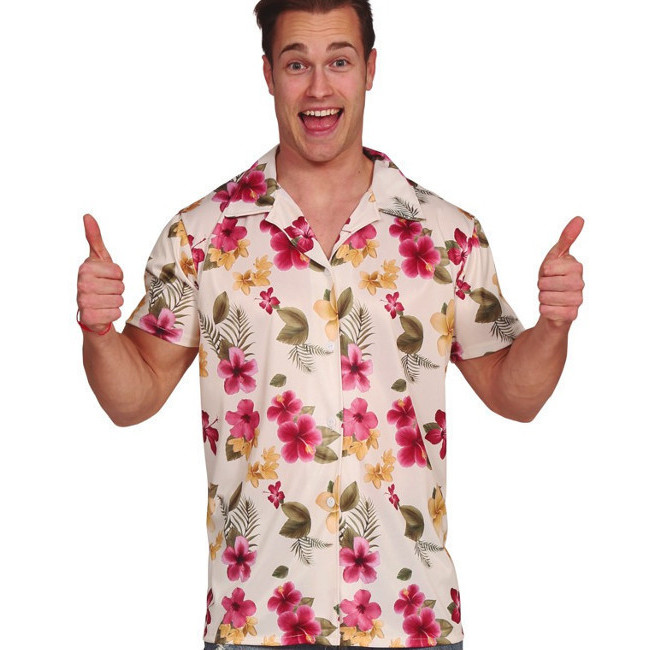 Vista frontal del camicia fiori hawaiana da uomo en stock