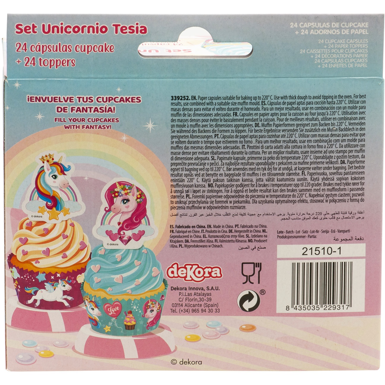 Capsule per cupcake e picchetti di Unicorno - 24 unità - 5