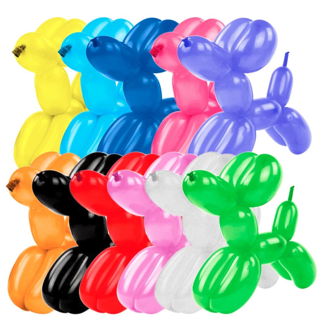 Set di palloncini modellabili assortiti da 1,30 m con gonfiatore - PartyDeco - 30 pezzi