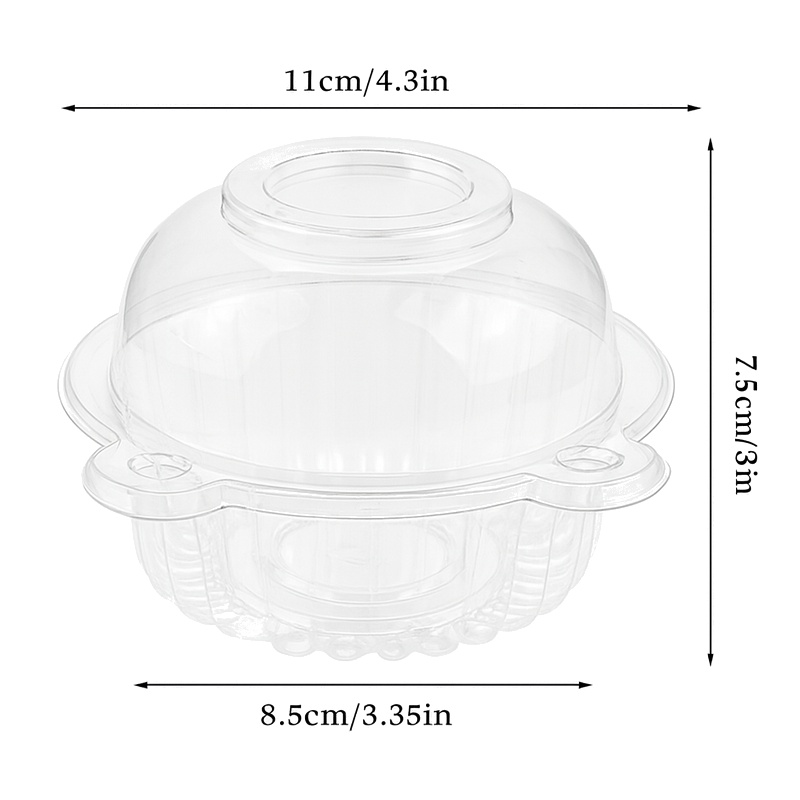 Capsula per cupcake in plastica con coperchio 11 x 8,5 x 7,5 cm - 100 unità - 2