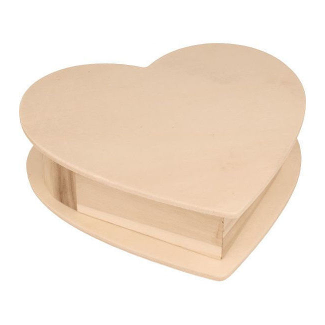 Scatola di legno a forma di cuore 19 x 18,5 x 5 cm per 9,50 €