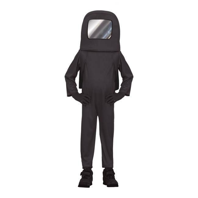 Vista frontal del costume astronauta nero infantile en stock
