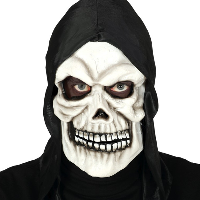 Maschera scheletro con cappuccio nero per 5,75 €