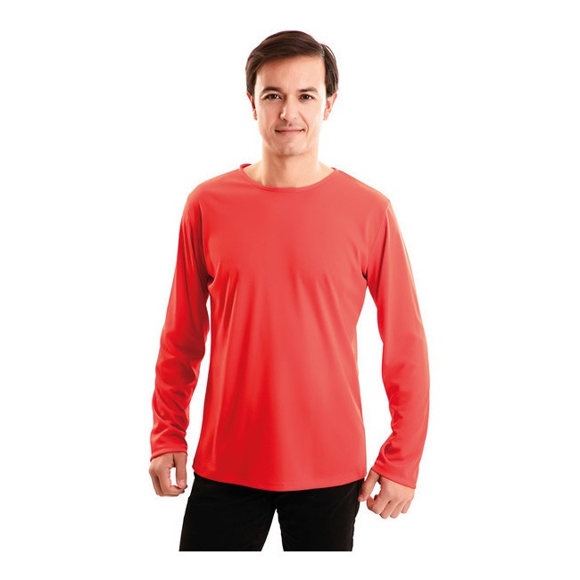 Vista frontal del t-shirt colorata a maniche lunghe da adulto en stock